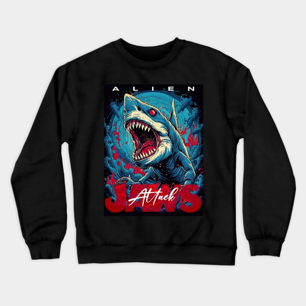 Alien Jaws Attack Crewneck Sweatshirt by SAN ART STUDIO 